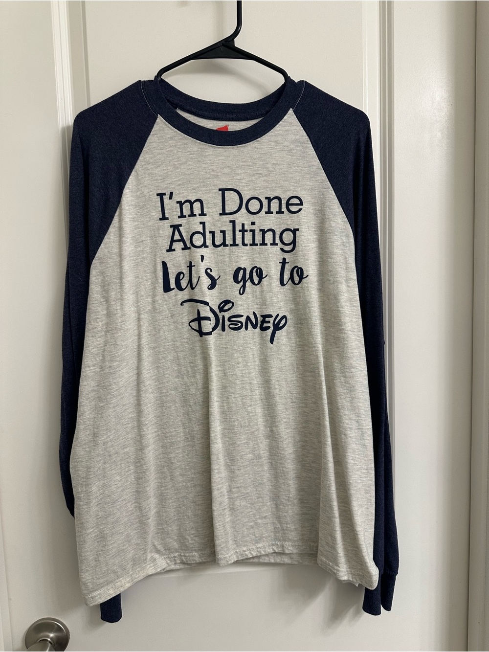 Hanes Two-Tone Raglan Long-Sleeve Shirt - Light Gray/Navy